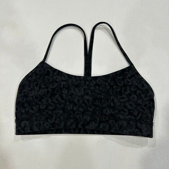 Lululemon Free to Be Bra Black Tonal Leopard Print Size 6 Strappy Back - Picture 1 of 5